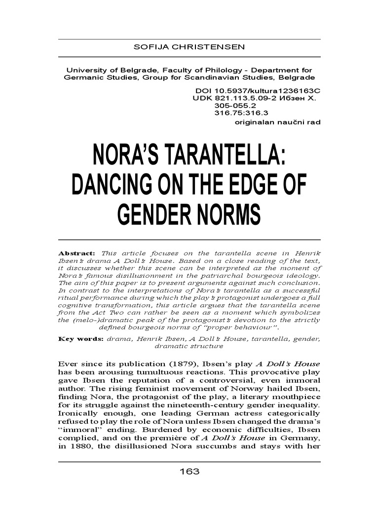Tarantism and "A Doll's House" PDF A Doll's House Science