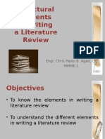 Structural Elements in Writing A Literature Review: Engr. Chris Paolo B. Agad, CE MMME-1
