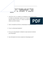 Acesse o Banco de Textos. Leia Com Atenção o Texto 14 - "ANTHROPOLOGIE" - para Responder, em Português, Às Perguntas Abaixo