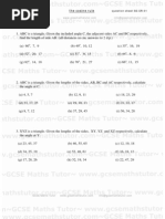 The Cosine Rule Worksheet #01, Shape & Space Revision From GCSE Maths Tutor