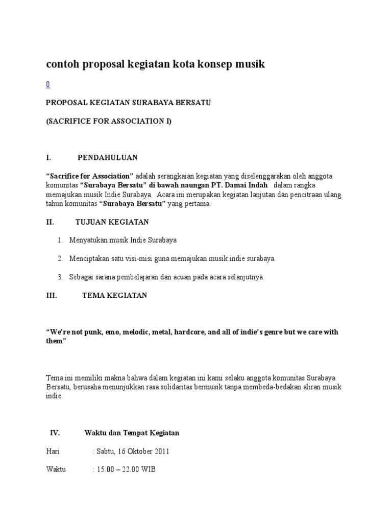 Contoh Proposal Kegiatan Band Docx