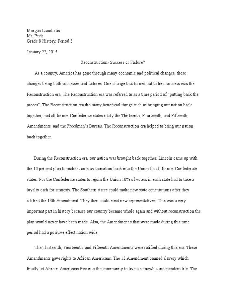 Reconstruction essay 34 picture