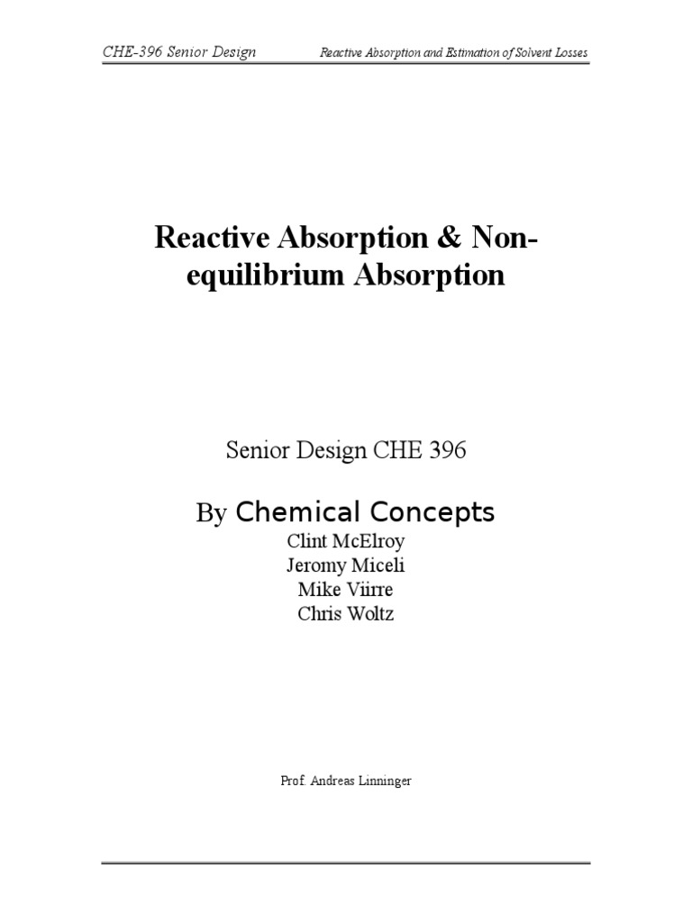 Reactive Absorption & NonEquilibrium Absorption PDF Absorption