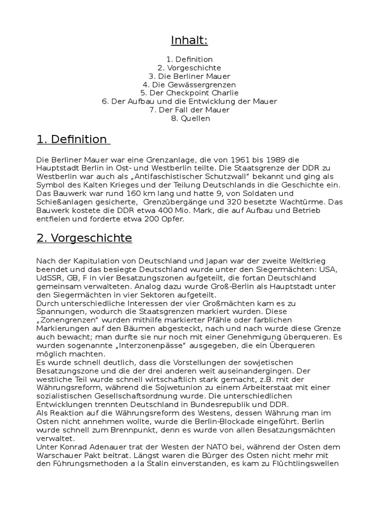 Referat Mauer Berlin Reiner Text