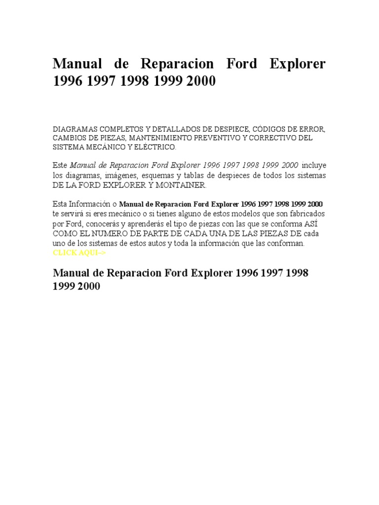 2000 FORD EXPLORER SERVICE MANUAL visual data 8