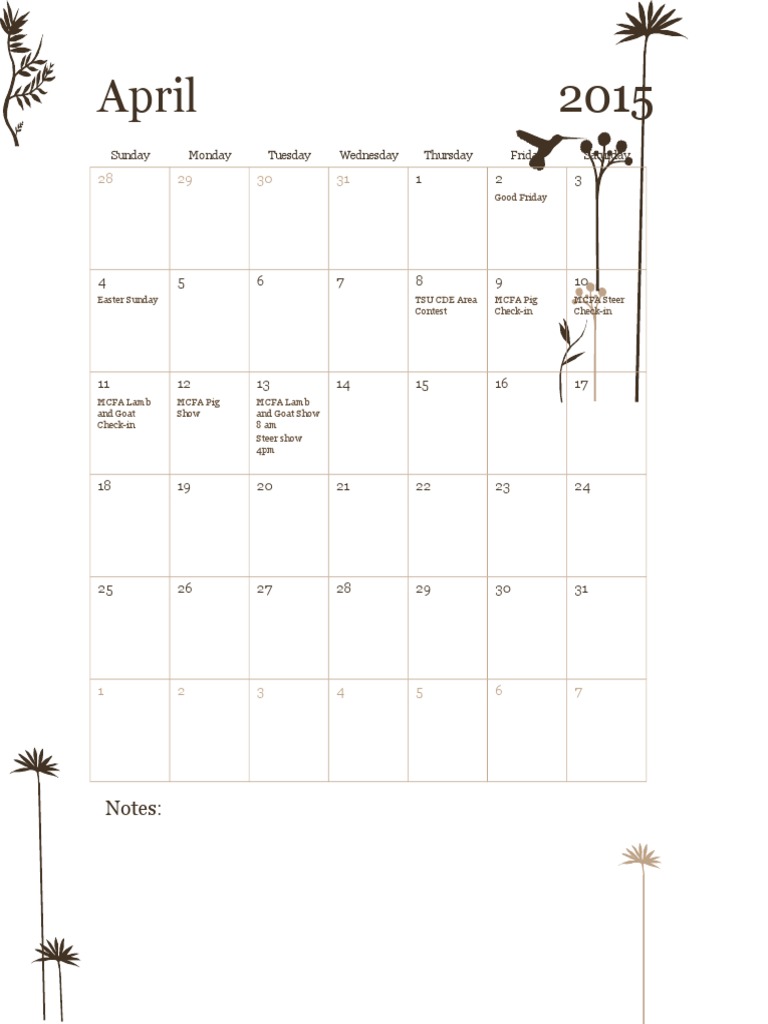 April Livestock Show Schedule | PDF
