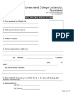 Application and Biodata Form