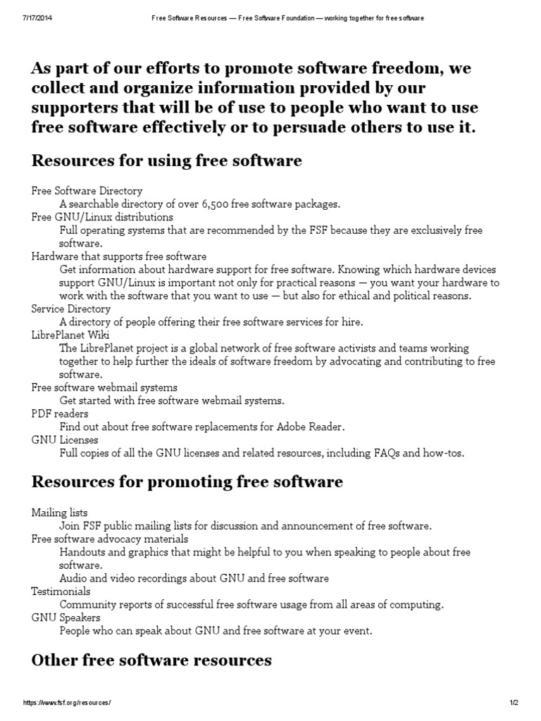 Free Software Resources Overview | PDF | Free Software | Gnu