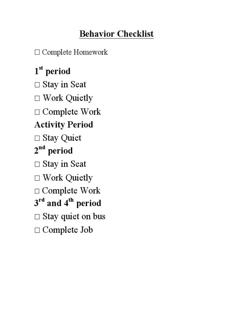 Behaviorchecklist | PDF