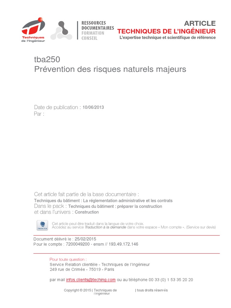 Prévention Des Risques | PDF | Catastrophes naturelles | Risque