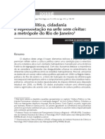 RIBEIRO, L. C. Q CORRÊA, F. S. Cultura Política, Cidadania e Representação Na Urbs Sem Civitas: A Metrópole Do Rio de Janeiro