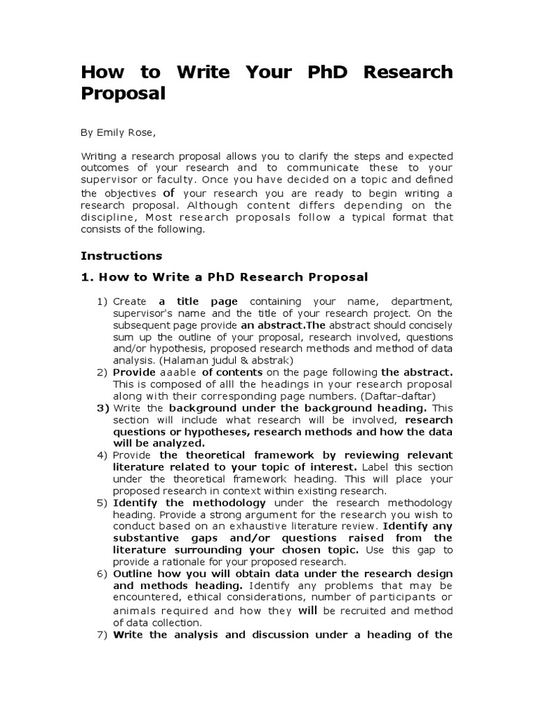 phd project proposal format