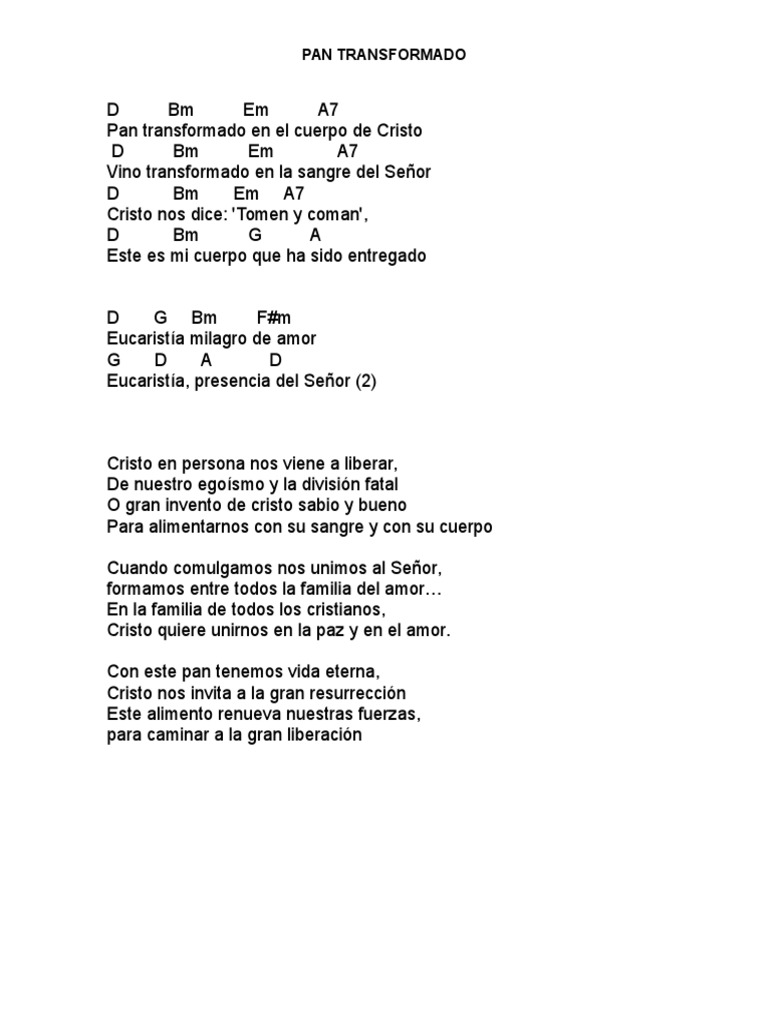 Pan Transformado Acordes