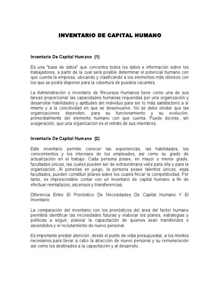 ACTIVIDAD U2 Inventarios de Capital Humano | Descargar gratis PDF