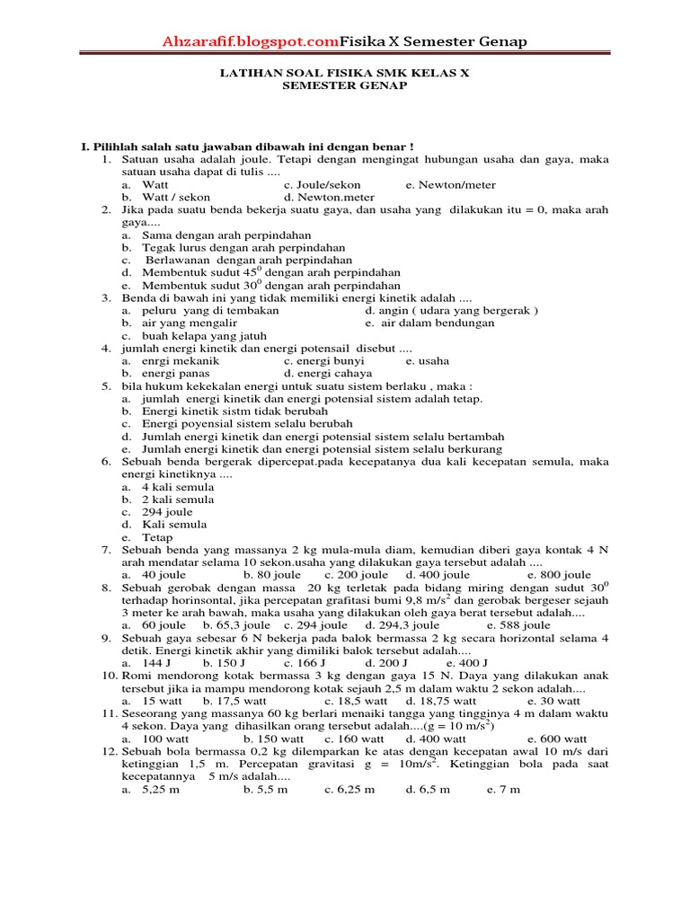 Ukk Fisika X Smk