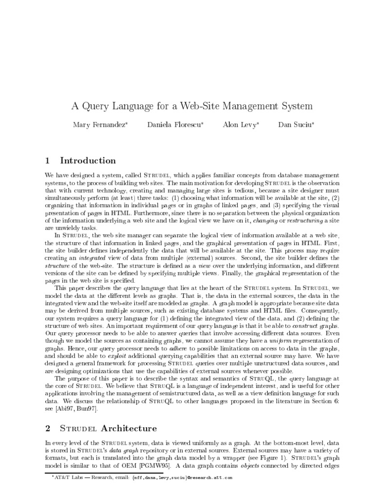 Strudel: Query Language for Web Management | PDF | World Wide Web ...
