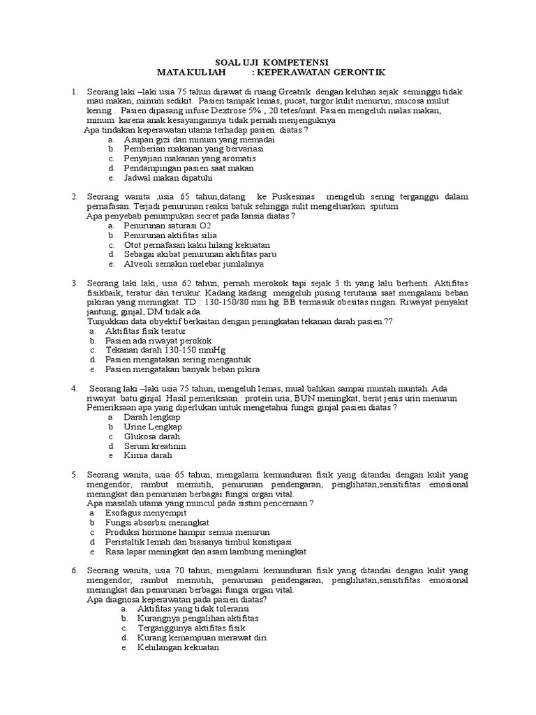 Soal Keperawatan Gerontik