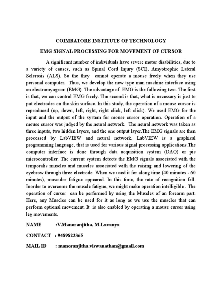 EMG-Based Cursor Control System | PDF