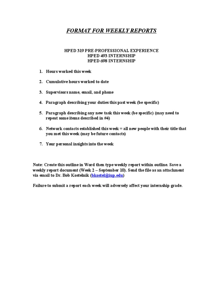 Weekly Report Format Guidelines | PDF