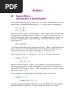 Radicals: A) Square Roots: Introduction & Simplification