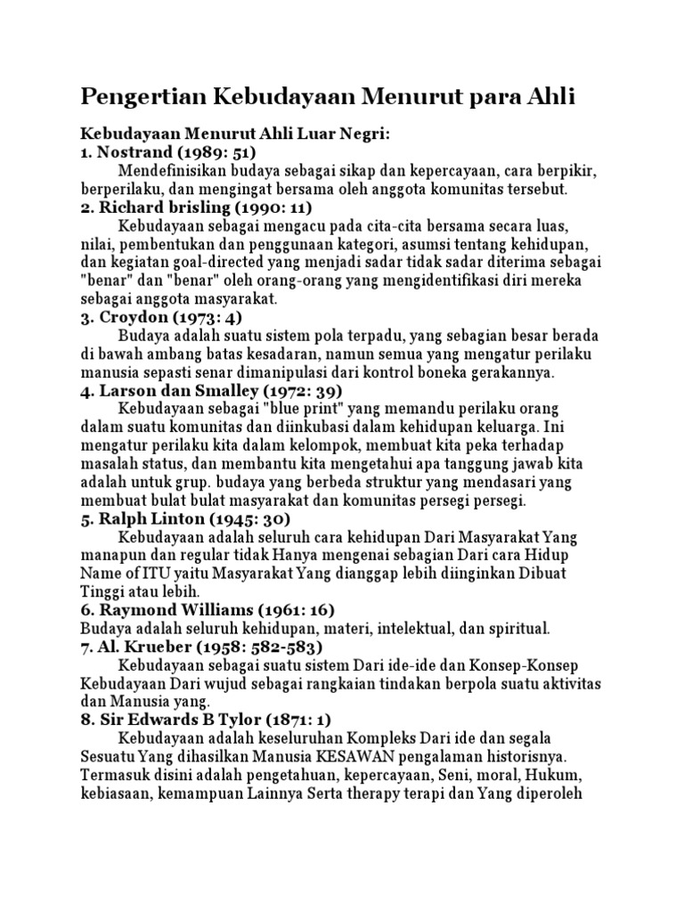 Maksud Budaya Menurut Tokoh