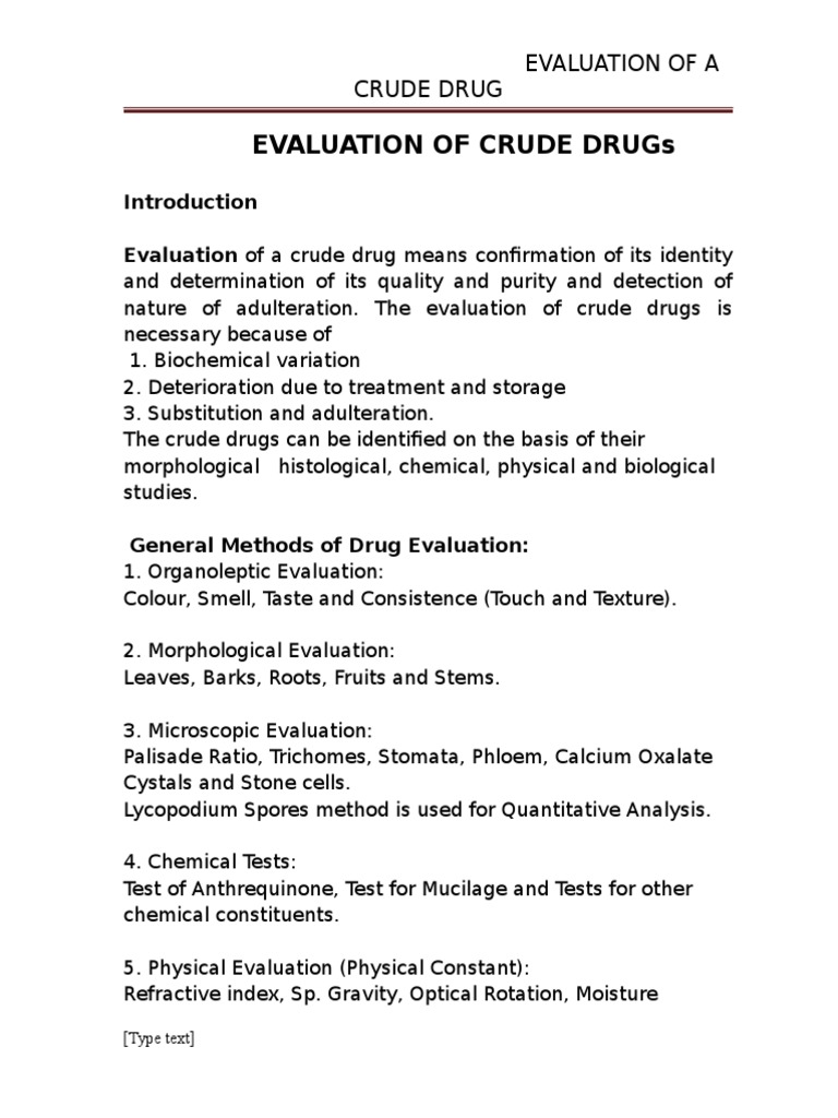 Methods for Evaluating Crude Drugs | PDF | Solubility | Stoma