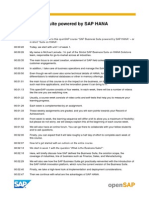 OpenSAP SUITEHANA1 Week 1 Getting Started Transcripts