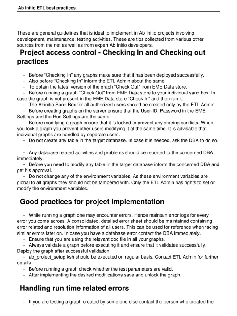 Ab Initio ETL Best Practices Guide | PDF | Database Index | Databases