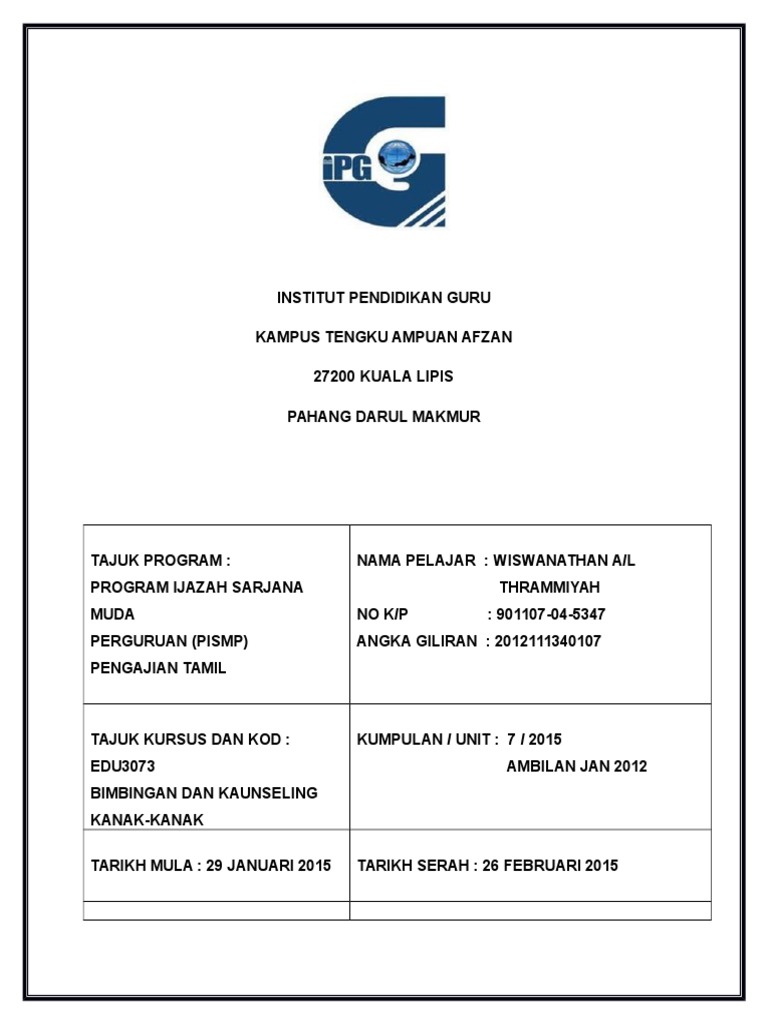 Education Assignment Pismp | PDF