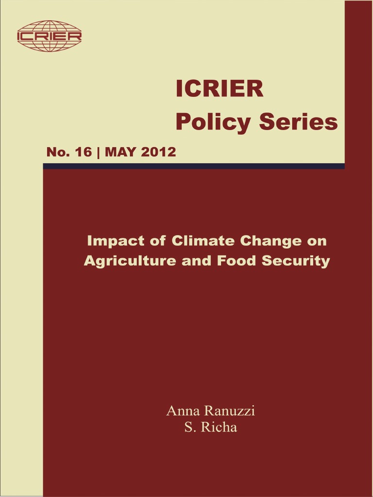 Climate Change Impact On Food and Agriculture India 2012 - ICRIER | PDF