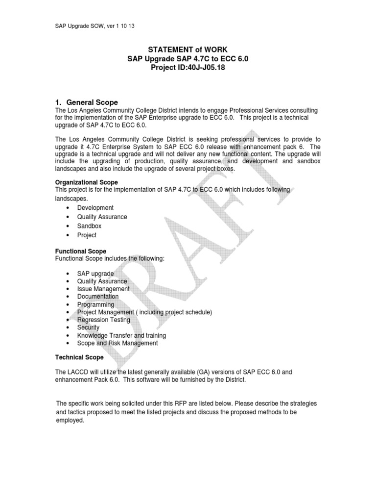 Statement of Work Sap Final Draft | PDF | Sap Se | Project Manager