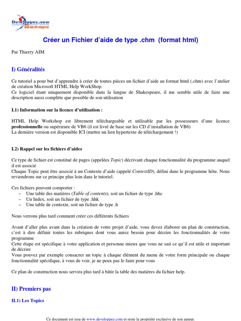 Microsoft HTML Help Workshop | PDF | Html | Fichier informatique
