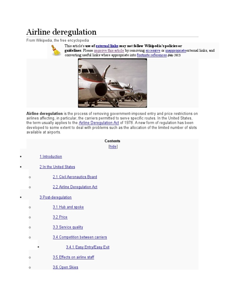 Airline Deregulation Act 1978 PDF Airline Hub Airlines