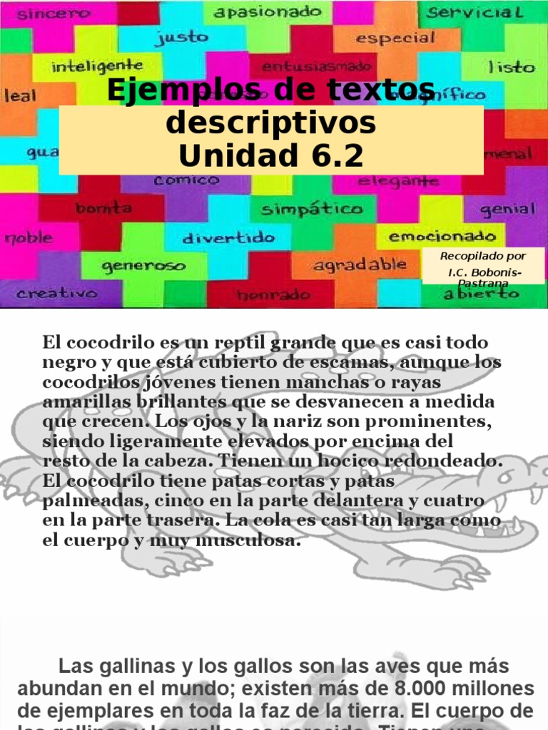 Ejemplos de textos descriptivos para niños | PDF | Pollo | Naturaleza