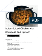 Indian-Spiced Chicken With Chickpeas and Spinach: Ingredients & Preparation