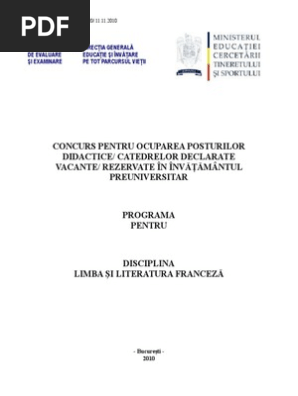Limba Franceza Programa Titularizare P