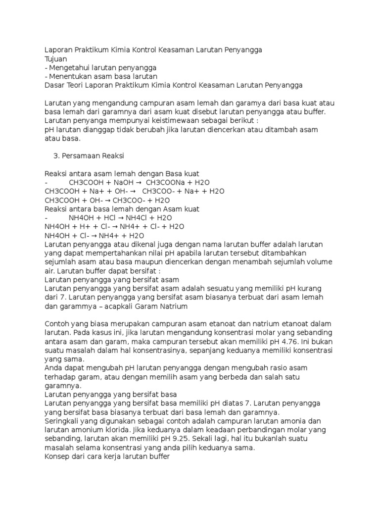 Contoh Laporan Praktikum Kimia Asam Basa Seputar Laporan