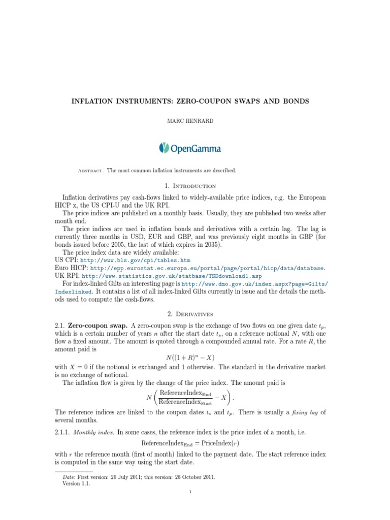 Inflation Instruments OpenGamma PDF Bonds (Finance) Swap (Finance)