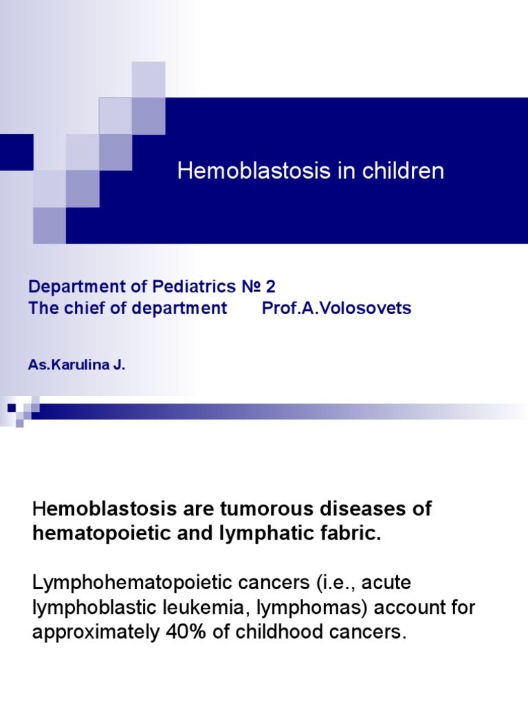 Hemoblastosis in Children PDF Leukemia Lymphoma