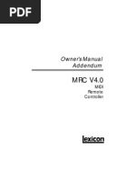 Lexicon MRC V4.0 Owner's Manual Addendum