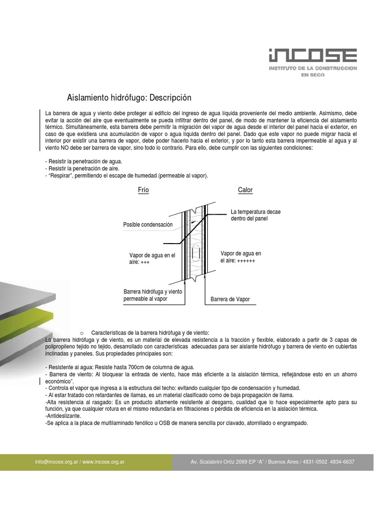 Aislamiento hidrofugo