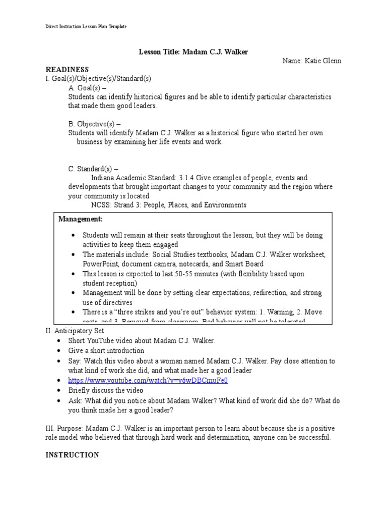 direct instruction lesson | Lesson Plan | Pedagogy