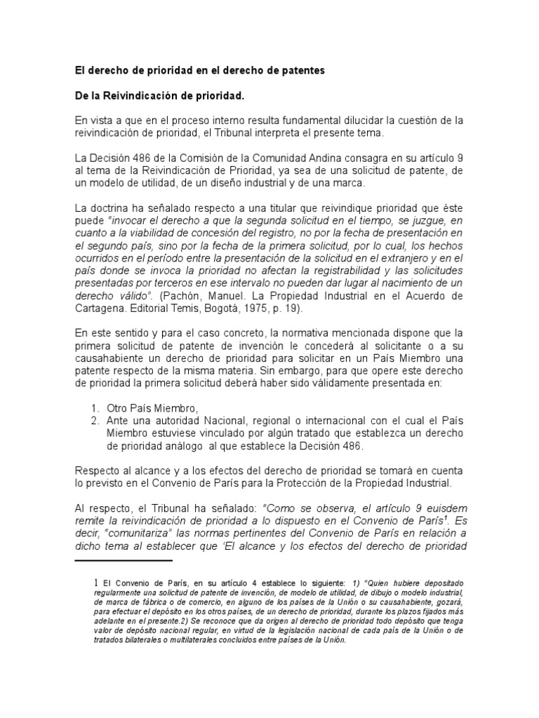 El Derecho de Prioridad en El Derecho de Patentes Patentar Gobierno