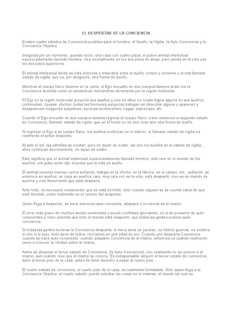 El Despertar de La Conciencia | PDF | Percepción | Sueño