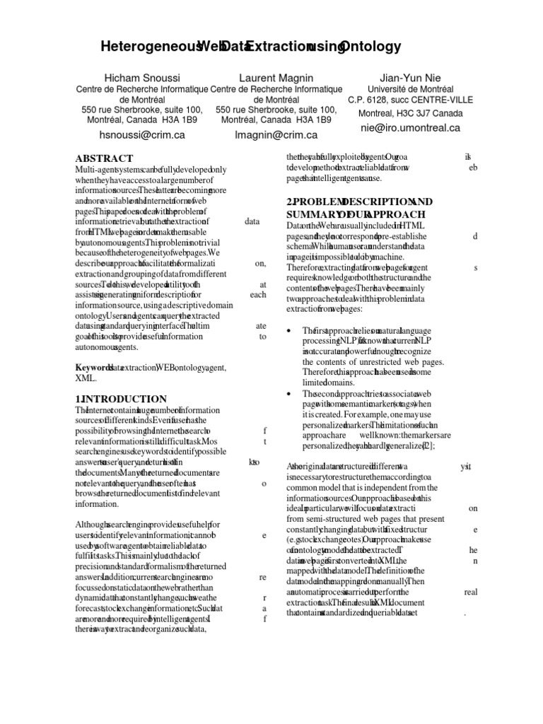 Heterogeneous Web Data Extraction Ontology | PDF | Xml Schema | World ...