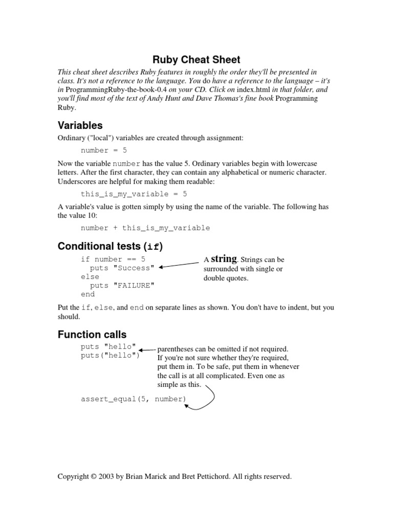 Ruby Cheat Sheet: Number 5 | PDF | String (Computer Science) | Regular ...