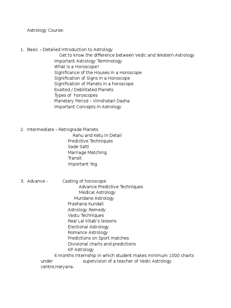 Comprehensive Astrology Course Overview | PDF