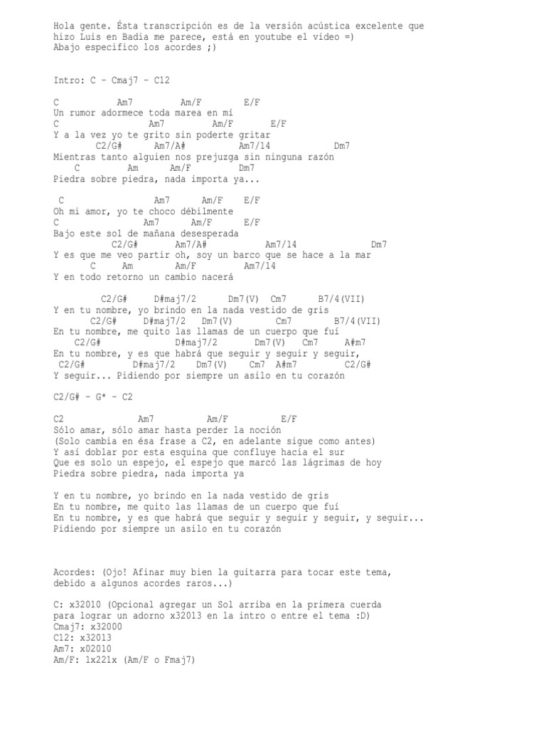 Spinetta Asilo En Tu Corazon Acordes