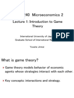 DCC 5240 Microeconomics 2: Lecture 1: Introduction To Game Theory