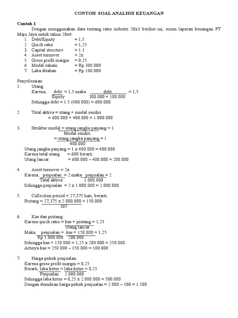 Contoh Soal Cash Ratio
